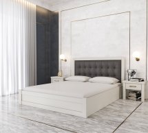 Ліжко дерев'яне Лев Мадрид 50 з підйомним механізмом і нішею для білизни масив Бук Білий