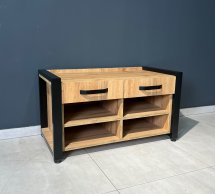 Тумба LOFT 2ш Дуб Сонома / Чёрный мат MebliRoMax