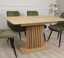 Обеденный стол CASANDRA Интарсио Дуб артизан / Черный Раскладной 140/180 см