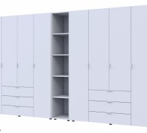Шкаф для одежды Дорос Гелар белый 8 дверной с пеналом 370 см