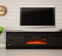 Тумба под ТВ Granero/Гранеро RTV200 Чёрный/Чёрный глянец Cama Ширина 200 см