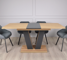 Стіл Torino Wood/Торіно Вуд Інтарсіо Блеквуд Ячмінний/Графіт Розкладний 140/180 см