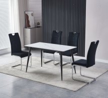 Стіл TM-100 білий мармур + чорний