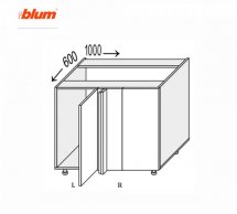 Секция нижняя правая УголН 90° 1000х600/820 1дв Pro Blum Миллениум WG