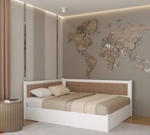 Кровать двуспальная деревянная Лев Милвоки с подьемным механизмом и нишей для белья Щит бука