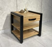 Тумба прикроватная LOFT Дуб Сонома / Чёрный мат MebliRoMax