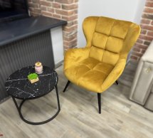 Крісло м'яке Halmar Tyrion / Тіріон Гірчичний / Чорні ніжки