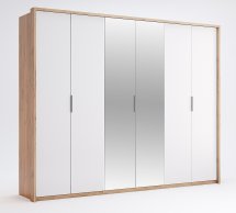 Шкаф 6Дв с зеркалом Миромарк Асти 6 дверный дуб крафт 275 см