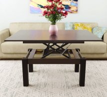 Стол-трансформер B-Fly Glass Art In Head Венге/Венге ноги/Бежевое стекло