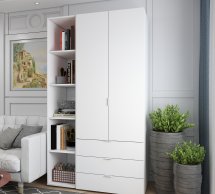 Шкаф Дорос Гелар белый с Этажеркой 2-х дверный 115,7 см