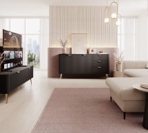 Модульна вітальня Lante Чорний/Золоті ніжки