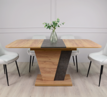 Стол кухонный раскладной FOREST D/A Интарсио Дуб Крафт Золотой/Ателье Темный 120/160 см