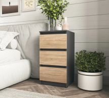 Тумба приліжкова Moreli T216 Антрацит/Дуб Сонома