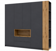 Шафа Дорос Дейл чотирьохдверна з нішею та етажеркою Антрацит/Дуб Евок 234 см