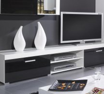 Тумба ТВ белый/черный глянец Samba