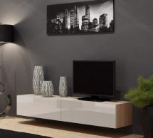 Тумба под ТВ Vigo/Виго RTV180 Белый/Дуб сонома Cama Ширина 180 см