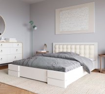 Кровать деревянная с мягкой вставкой ArborDrev Регина Сосна / Бук Белый