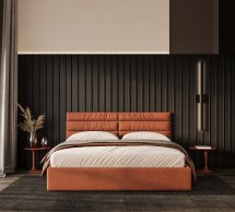 Ліжко м'яке двоспальне Woodsoft Narni II / Нарні II з підйомним механізмом та нішею для білизни