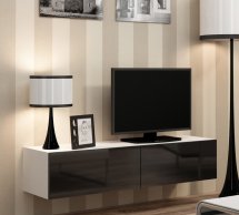Тумба під ТВ Vigo/Віго RTV140 Білий мат/Чорний глянець Cama Ширина 140 см