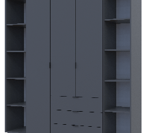 Шафа Дорос Гелар графіт з 2 Етажерками 3-х дверна 192,6 см