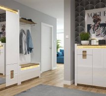 Модульная прихожая BRW Poland Alameda / Аламеда Белый глянец / Дуб вестминстер
