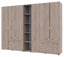Шкаф Дорос Гелар дуб сонома с Этажеркой 6 дверной 270,6 см
