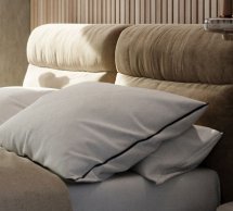 Ліжко м'яке двоспальне Woodsoft Vancouver / Ванкувер з підйомним механізмом та нішею для білизни