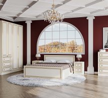 Модульная спальня Tiffani/Тиффани Киевский Стандарт Ваниль/Золото/Ваниль супермат