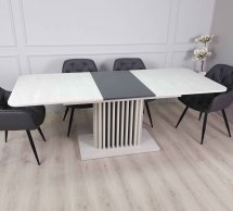 Стіл Cassandra MAX Інтарсіо Шовковий Камінь/Антрацит Розкладний 160/210 см