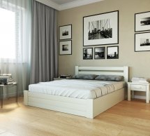 Ліжко дерев'яне Лев Жасмін з підйомним механізмом і нішею для білизни масив Бук Білий