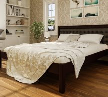 Кровать двуспальная деревянная с мягкой вставкой ЧДК Модерн массив Ольха