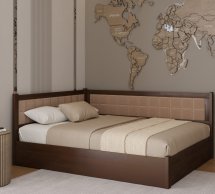 Кровать двуспальная деревянная Лев Милвоки с подьемным механизмом и нишей для белья Щит бука
