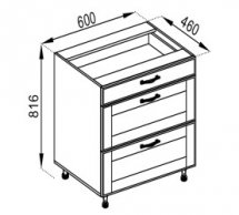 Тумба нижня Н 60 3Ш (1+2) LUX Домініка