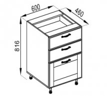 Тумба нижняя Н 60 3Ш (2+1) LUX Доминика