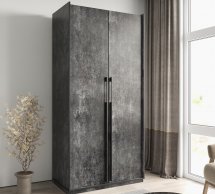 Шкаф Морели R-0014 Рамо 2 дверный бетон темный со штангой 100 см