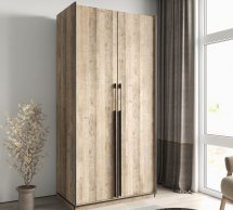 Шкаф Морели R-0014 Рамо 2 дверный дуб гранж песочный со штангой 100см