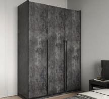 Шкаф Морели R-0016 Рамо 3 дверный бетон темный со штангой и полками 150см