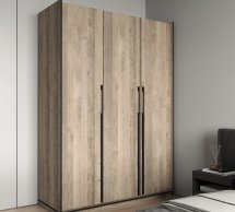 Шкаф Морели R-0016 Рамо 3 дверный дуб гранж песочный со штангой и полками 150см