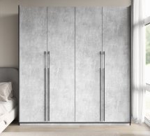 Шкаф Морели R-0020 Рамо 4 дверный бетон со штангой и полками 197 см
