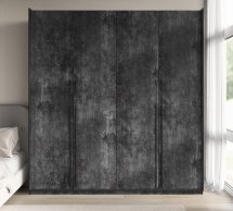 Шкаф Морели R-0020 Рамо 4 дверный бетон темный со штангой и полками