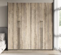 Шкаф Морели R-0020 Рамо 4 дверный дуб гранж со штангой и полками 197см