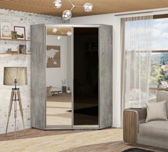 Угловой шкаф-купе 1,3 м ДСП с зеркалом и цветным стеклом