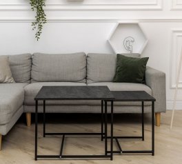 Комплект столиков Квадро S + М угольный камень 