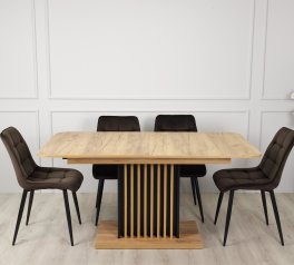 Стіл обеденный раскладной TREND D-C MAX Интарсио Дуб Крафт Золотой/Черный 160/210 см