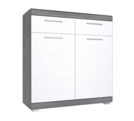 Комод 2дв 2шх Сокме Флорес Сосна фигурная / Белый глянец