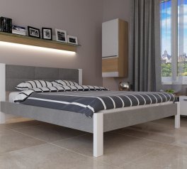 Ліжко двоспальне дерев'яне з м'якими вставками ЧДК Елегант Комбі Щит Вільха
