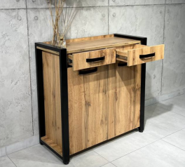 Тумба LOFT 2ш2д Дуб Сонома / Чорний мат MebliRoMax