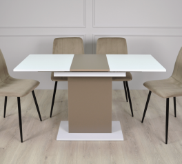 Стол обеденный Stoun / Стоун Интарсио Белая Аляска / Латте Раскладной 100/135 см