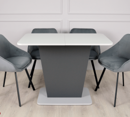Стіл Cosmo Grey Інтарсіо Графіт/Сірий камінь Розкладний 110/145 см