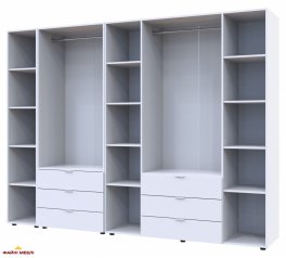 Шкаф Дорос Гелар белый с Этажеркой 6 дверной 270,7 см